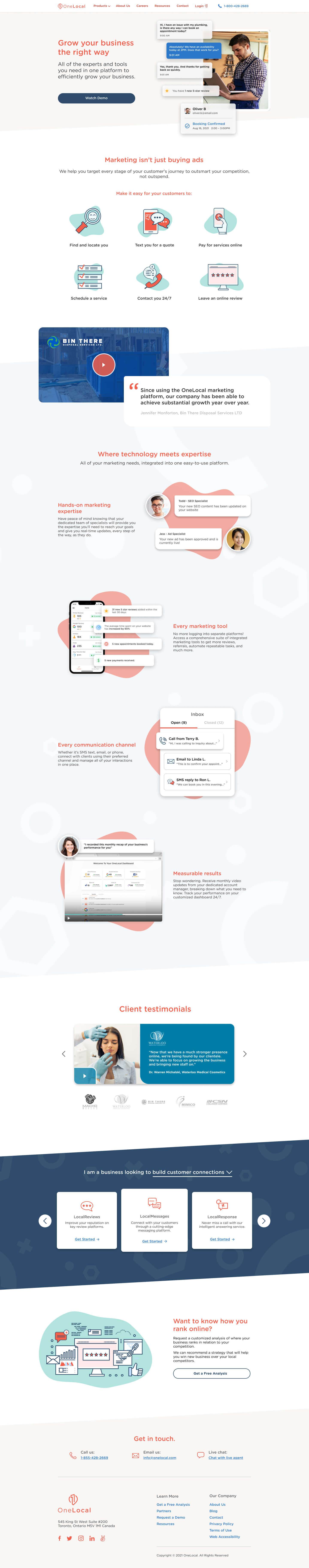 OneLocal 2021 homepage